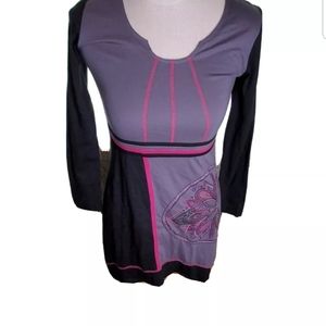 ALLER Simplemen DRESS Women SIZE MEDIUM peacock grey pink long sleeve New